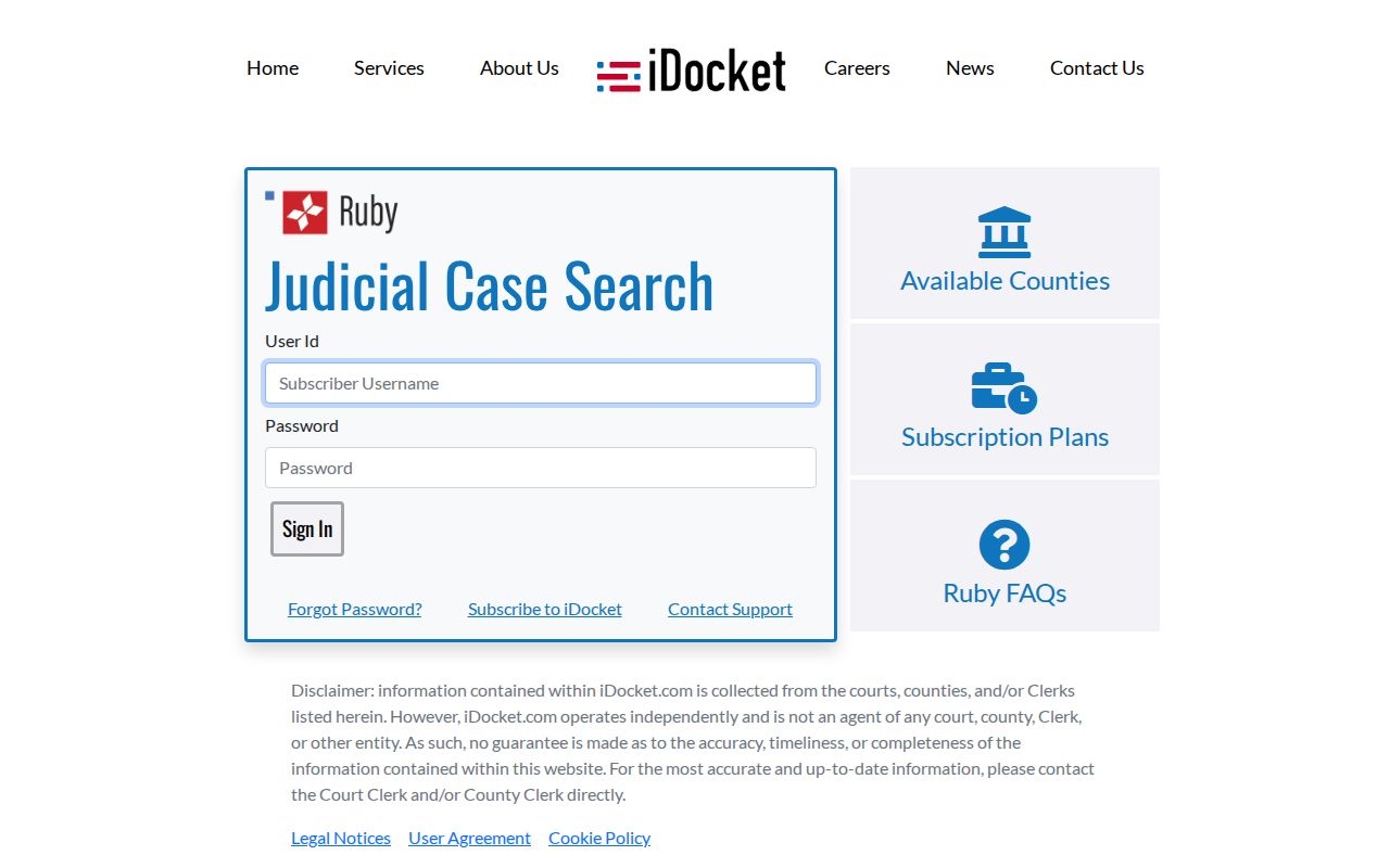 iDocket subscriber login linked by Bosque County clerks